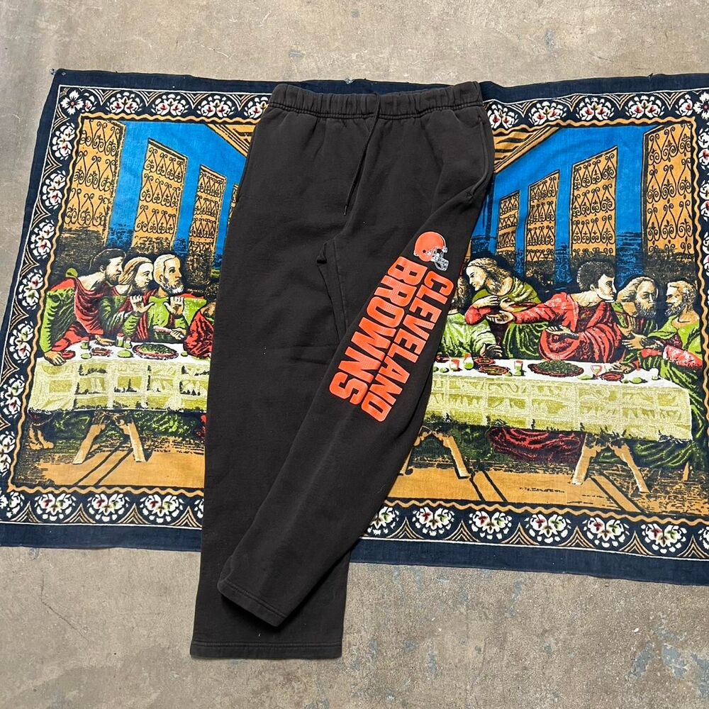 Cleveland browns sweatpants size large Baggy wide leg fit NFL apparel football